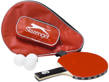 Slazenger Tafeltennis/Ping Pong batje met 3 ballen in opbergtas