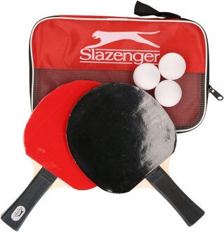 Slazenger Tafeltennis/Ping Pong set met 2 batjes en 3 ballen in opbergtas