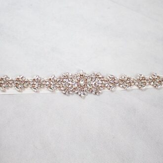 Slbridal Rose Gold Crystal Wedding Riem Satijn Strass Avond Prom Dress Riem Bruids Lint Sash Vrouwen Bruiloft Accessoires