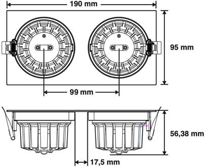SLC DL04 Square X2 LED inbouwlamp 2700K zwart