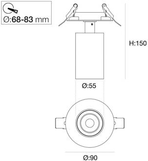 SLC LED inbouwspot Art, 1-lamp, zwart, 2.700 K, aluminium