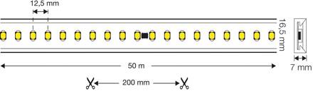 SLC LED strip 230V complete set IP65 5m, 4.000K