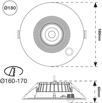 SLC Shift LED downlight Ø 18cm wit met sensor
