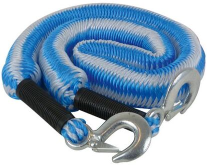 Sleepkabel TUV stretch 2 ton 4 meter blauw/wit in zipperbag