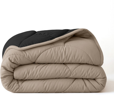 Sleeptime 1+1 Gratis Wasbaar Dekbed Zonder Overtrek - Lazy Zonder Overtrek Double Face Zwart Taupe - Exclusief Kussensloop - 140x200 Cm (Eenpersoons) - Sleeptime 300 - Dekbed-Discounter.nl Zwart,Taupe - 140 x 200 cm