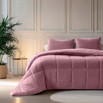 Sleeptime 1+1 Gratis Wasbaar Dekbed Zonder Overtrek - Lazy Zonder Overtrek Velvet Roze - Exclusief Kussensloop - 140x200 Cm (Eenpersoons) - Sleeptime 200 Gram Per M² - Dekbed-Discounter.nl - 140 x 200 cm