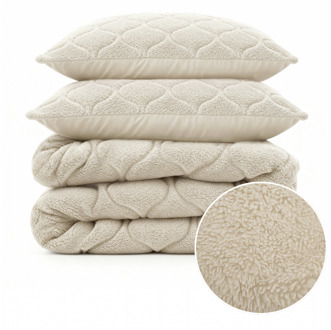 Sleeptime 1+1 Gratis Wasbaar Kids Lazy Dekbed Zonder Overtrek - Zonder Overtrek - Teddy - Beige Off White - Dekbed-Discounter.nl Beige,Off White - 140 x 200 cm