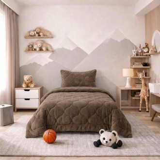 Sleeptime 1+1 Gratis Wasbaar Kids Lazy Dekbed Zonder Overtrek - Zonder Overtrek - Teddy - Taupe Bruin - Dekbed-Discounter.nl Taupe,Bruin - 140 x 200 cm