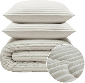 Sleeptime 1+1 Gratis Wasbaar Lazy Dekbed Zonder Overtrek - Zonder Overtrek - Teddy Rib - Beige - Dekbed-Discounter.nl - 140 x 200 cm
