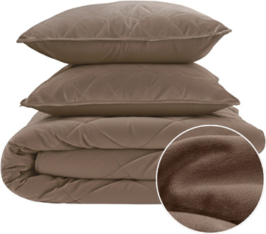 Sleeptime 1+1 Gratis Wasbaar Lazy Dekbed Zonder Overtrek - Zonder Overtrek - Velvet - Taupe Bruin - Dekbed-Discounter.nl Taupe,Bruin - 200 x 200 cm