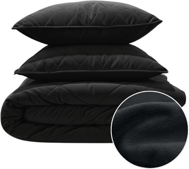 Sleeptime 1+1 Gratis Wasbaar Lazy Dekbed Zonder Overtrek - Zonder Overtrek - Velvet - Zwart - Dekbed-Discounter.nl - 140 x 200 cm