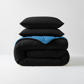 Sleeptime 1+1 Gratis Wasbaar Lazy Dekbed Zonder Overtrek - Zonder Overtrek - Zwart Blauw - Dekbed-Discounter.nl Zwart,Blauw - 200 x 200 cm