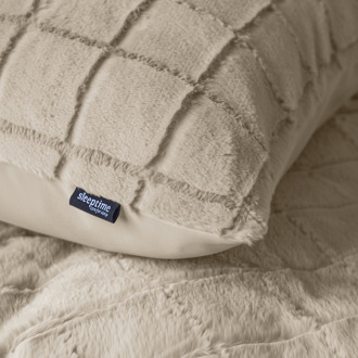 Sleeptime Dekbedovertrek Faux Fur - Check - Beige - Eenpersoons (140x200 Cm) - Beige Microvezel - Effen - Sleeptime - Dekbed-Discounter.nl - 140 x 200/220 cm