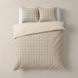 Sleeptime Dekbedovertrek Faux Fur - Check - Beige - Lits-Jumeaux (240x220 Cm) - Beige Microvezel - Effen - Sleeptime - Dekbed-Discounter.nl - 240 x 200/220 cm