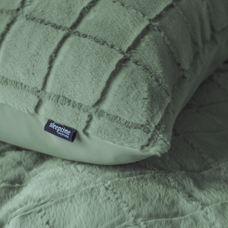 Sleeptime Dekbedovertrek Faux Fur - Check - Groen - Eenpersoons (140x200 Cm) - Groen Microvezel - Patroon - Sleeptime - Dekbed-Discounter.nl - 140 x 200/220 cm