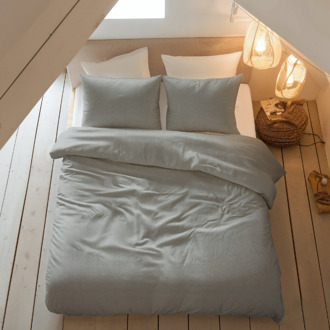 Sleeptime Dekbedovertrek Flanel Jason Grey Dekbedovertrek Lits-jumeaux 240x220 + 2 - 60x70 Cm