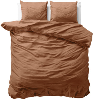 Sleeptime Dekbedovertrek Katoen Uni - Mocha Mousse - Tweepersoons (200x200 Cm) - Bruin Katoen - Effen - Sleeptime - Dekbed-Discounter.nl