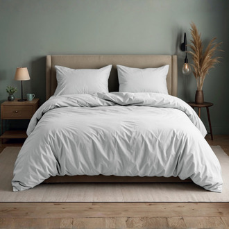 Sleeptime Dekbedovertrek Katoen Uni - Wit - Eenpersoons (140x200 Cm) - Wit Katoen - Effen - Sleeptime - Dekbed-Discounter.nl