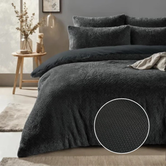 Sleeptime Dekbedovertrek Rabbit Fur - Antraciet - Lits-Jumeaux (240x220 Cm) - Antraciet Microvezel - Effen - Sleeptime - Dekbed-Discounter.nl