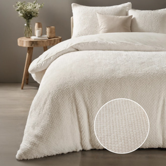 Sleeptime Dekbedovertrek Rabbit Fur - Crème - Lits-Jumeaux (240x220 Cm) - Crème Microvezel - Effen - Sleeptime - Dekbed-Discounter.nl