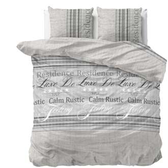 Sleeptime Dekbedovertrek Residence - Grijs - Lits-Jumeaux (240x220 Cm) - Wit Polyester-katoen - Tekst - Sleeptime - Dekbed-Discounter.nl - 240 x 200/220 cm