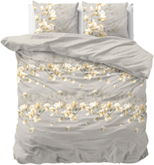 Sleeptime Dekbedovertrek Summer Flower - Tweepersoons (200x200 Cm) - Taupe Microvezel - Natuur - Sleeptime - Dekbed-Discounter.nl - 200 x 200/220 cm