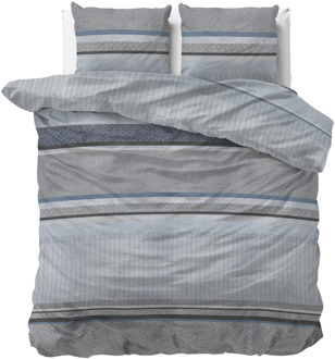 Sleeptime Dekbedovertrek Tados - Eenpersoons (140x200 Cm) - Grijs Microvezel - Strepen - Sleeptime - Dekbed-Discounter.nl