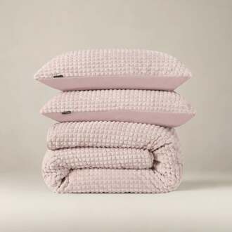 Sleeptime Dekbedovertrek Teddy - Check - Roze - Lits-Jumeaux (240x220 Cm) - Roze Microvezel Teddy - Effen - Sleeptime - Dekbed-Discounter.nl - 240 x 200/220 cm