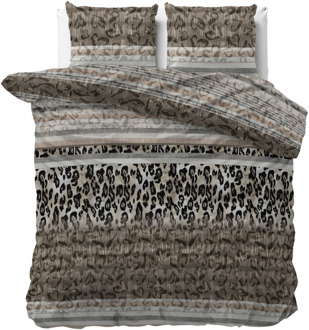 Sleeptime Dekbedovertrek Tiger Leopard - Eenpersoons (140x200 Cm) - Taupe Microvezel - Natuur - Sleeptime - Dekbed-Discounter.nl