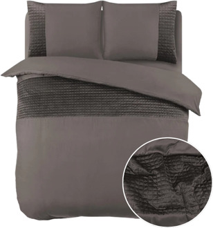 Sleeptime Dekbedovertrek Velvet Band - Lits-Jumeaux (240x220 Cm) - Zwart Microvezel - Effen - Sleeptime - Dekbed-Discounter.nl