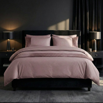 Sleeptime Dekbedovertrek Velvet Band - Roze - Eenpersoons (140x200 Cm) - Roze Microvezel - Effen - Sleeptime - Dekbed-Discounter.nl