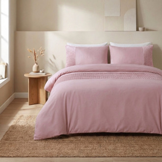 Sleeptime Dekbedovertrek Velvet Band - Roze - Tweepersoons (200x200 Cm) - Roze Microvezel - Effen - Sleeptime - Dekbed-Discounter.nl - 200 x 200/220 cm