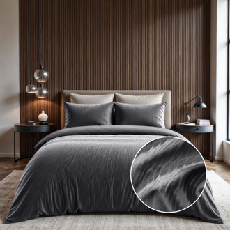 Sleeptime Dekbedovertrek Velvet Cartier - Antraciet - Tweepersoons (200x200 Cm) - Antraciet Microvezel - Effen - Sleeptime - Dekbed-Discounter.nl - 200 x 200/220 cm