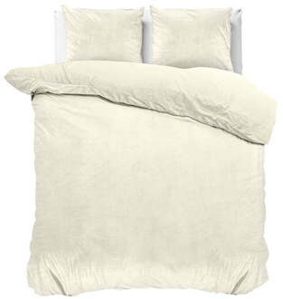 Sleeptime Dekbedovertrek Velvet Uni - Creme - Eenpersoons (140x200 Cm) - Creme Microvezel - Effen - Sleeptime - Dekbed-Discounter.nl