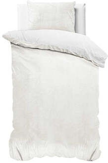 Sleeptime Dekbedovertrek Velvet Uni - Super Zacht - Incl. Knoopsluiting en Kussenslopen - Wit - 1-persoons 140 x 220 cm + 1 sloop