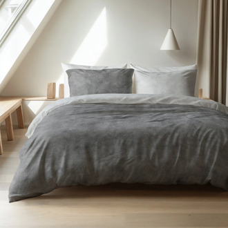 Sleeptime fl twin washed cotton grey - dekbedovertrek: lits jumeaux (240 cm) Grijs