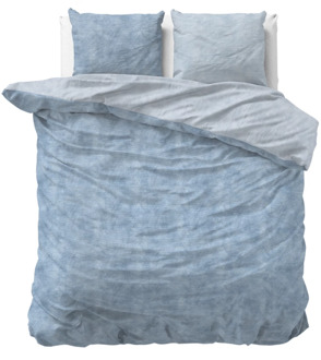 Sleeptime Flanel Twin Washed Cotton Dekbedovertrek-200x200/220 Blauw