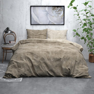 Sleeptime Flanel Twin Washed Cotton Dekbedovertrek Taupe-240x200/220