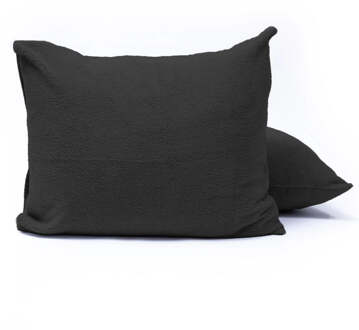Sleeptime Kussenslopen Teddy: 2-PACK - Antraciet - Dekbed-Discounter.nl