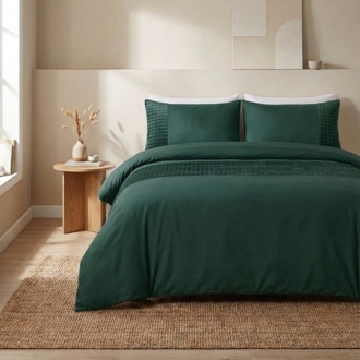 Sleeptime Sale: -25% | Dekbedovertrek Velvet Band - Groen - Eenpersoons (140x200 Cm) - Groen Microvezel - Effen - Sleeptime - Dekbed-Discounter.nl - 140 x 200/220 cm