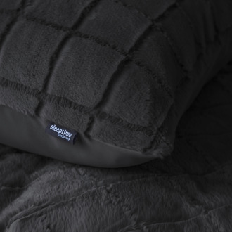 Sleeptime Sale: -30% | Dekbedovertrek Faux Fur - Check - Zwart - Eenpersoons (140x200 Cm) - Zwart Microvezel - Effen - Sleeptime - Dekbed-Discounter.nl - 140 x 200/220 cm