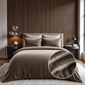 Sleeptime Sale: -30% | Dekbedovertrek Velvet Cartier - Taupe - Lits-Jumeaux (240x220 Cm) - Taupe Microvezel - Effen - Sleeptime - Dekbed-Discounter.nl - 240 x 200/220 cm