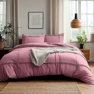 Sleeptime Sale: -30% | Dekbedovertrek Washed Tufted - Oud Roze - Eenpersoons (140x200 Cm) - Roze Microvezel - Strepen - Sleeptime - Dekbed-Discounter.nl - 140 x 200/220 cm