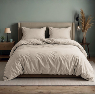 Sleeptime Sale: -50% | Dekbedovertrek Katoen Uni - Lichtgrijs - Eenpersoons (140x200 Cm) - Grijs Katoen - Effen - Sleeptime - Dekbed-Discounter.nl