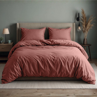 Sleeptime Sale: -50% | Dekbedovertrek Katoen Uni - Roze - Eenpersoons (140x200 Cm) - Roze Katoen - Effen - Sleeptime - Dekbed-Discounter.nl