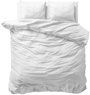 Sleeptime Sale: -50% | Dekbedovertrek Katoen Uni - Wit - Lits-Jumeaux (240x220 Cm) - Wit Katoen - Effen - Sleeptime - Dekbed-Discounter.nl - 240 x 200/220 cm