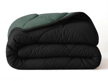 Sleeptime Sale: -50% | Wasbaar Dekbed Zonder Overtrek - Lazy Zonder Overtrek Double Face Zwart Donkergroen - Exclusief Kussensloop - 240x200 Cm (Lits-Jumeaux) - Sleeptime - Dekbed-Discounter.nl