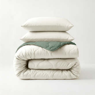 Sleeptime Sale: -50% | Wasbaar Lazy Dekbed Zonder Overtrek - Zonder Overtrek - Crème Groen - Dekbed-Discounter.nl