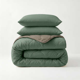 Sleeptime Sale: -50% | Wasbaar Lazy Dekbed Zonder Overtrek - Zonder Overtrek - Groen Kaki - Dekbed-Discounter.nl