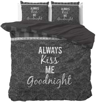 Sleeptime St Kiss Your Love Grey - Dekbedovertrek: 1-persoons (140 Cm) Grijs